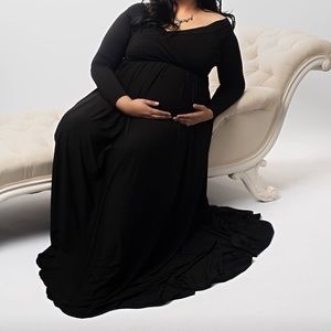 Off Shoulders Half Circle Gown for Baby Shower Photo Props Dress